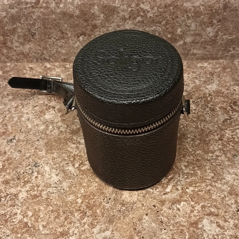 Soligor Vintage Ribbed Leather Camera Zip Lens Carry Case Japan